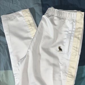 OVO white satin tear away pants